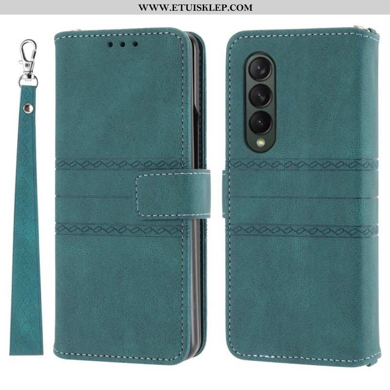 Etui Folio do Samsung Galaxy Z Fold 4 Wzór Paska Ze Sztucznej Skóry